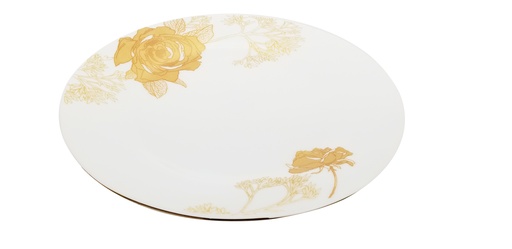 [GA204-100] 10" Opal Glass Gold Flower Dinner Plate (36 pcs/ctn)