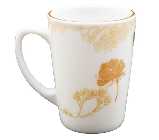 [GA210-350] 350ml Opal Glass Gold Flower Mug (36 pcs/ctn)
