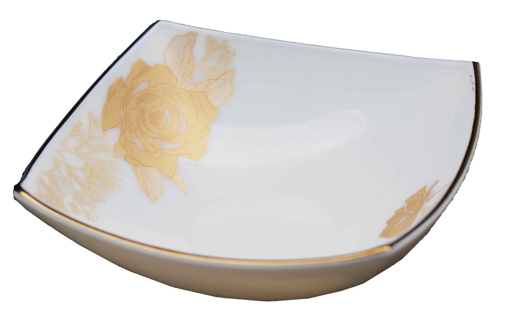 6.5" Opal Glass Gold Flower Square Bowl (36 pcs/ctn)