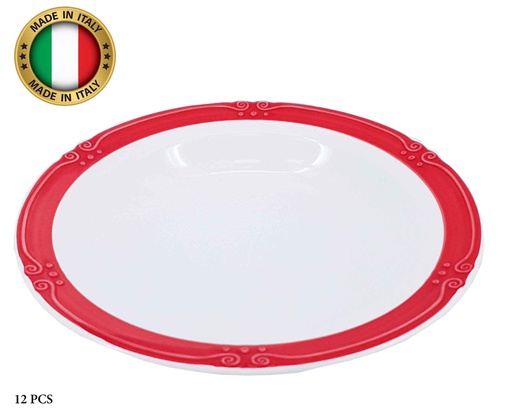 [GGK401-8.5R] 8.7" Red Ceramic Italian Soup Plate (12 pcs/ctn)