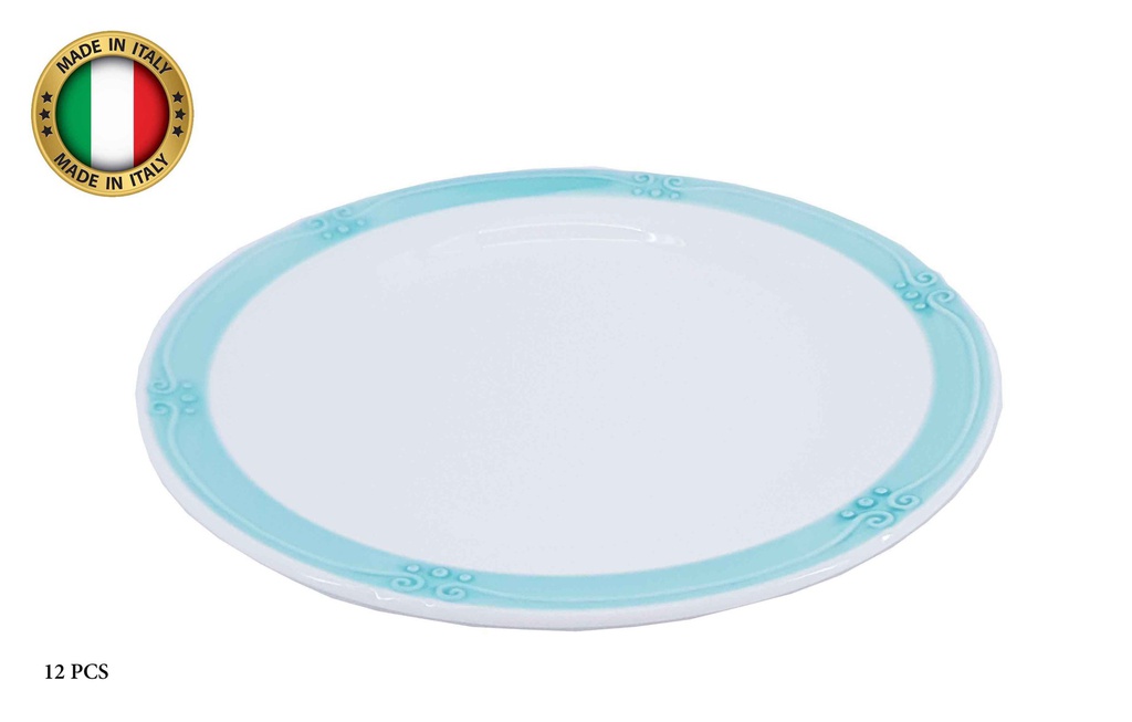 9.8" Blue Ceramic Italian Dinner Plate (12 pcs/ctn)