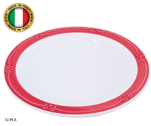 [GGK401-9.5R] 9.8" Red Ceramic Italian Dinner Plate (12 pcs/ctn)