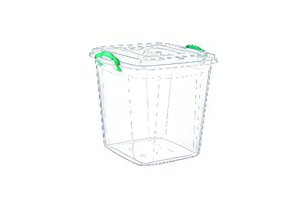 35 Liter Deep Plastic Box with Lid, Square (6 pc/ctn)