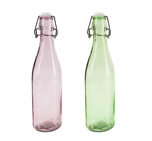 [GL180-1.0C] 33oz Plastic Plug Glass Bottle, Mixed Colors (12 pcs/ctn)