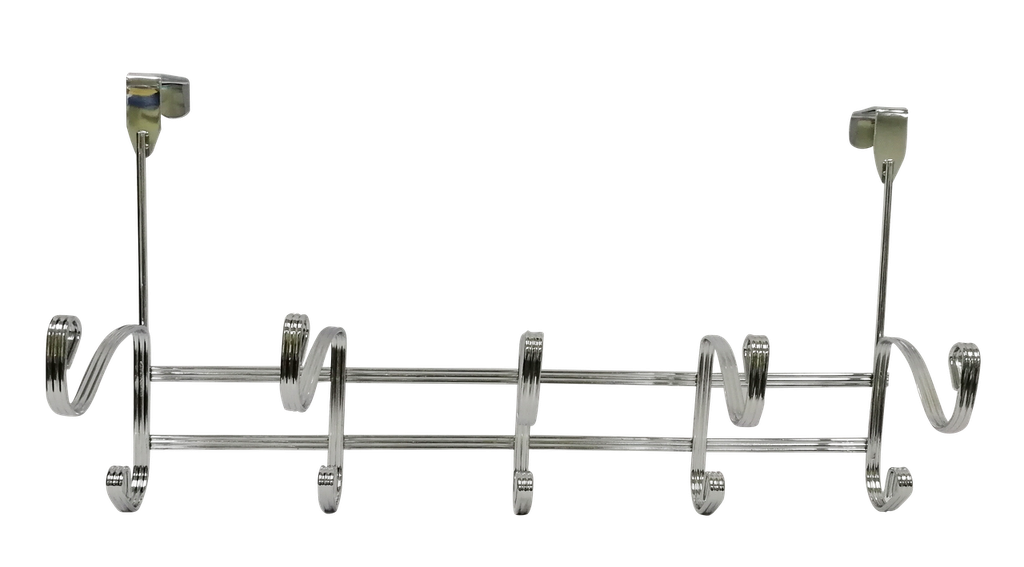 5 Chrome Plated Wave Shape Over-the-Door Hooks (12 pcs/ctn)