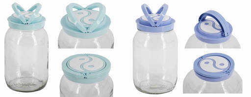 [GL32000] 2000ml Small Blue Handle-Top Glass Jar (6 pcs/ctn)