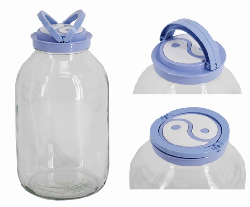 [GL35000] 5000ml Large Blue Handle-Top Glass Jar (4 pcs/ctn)