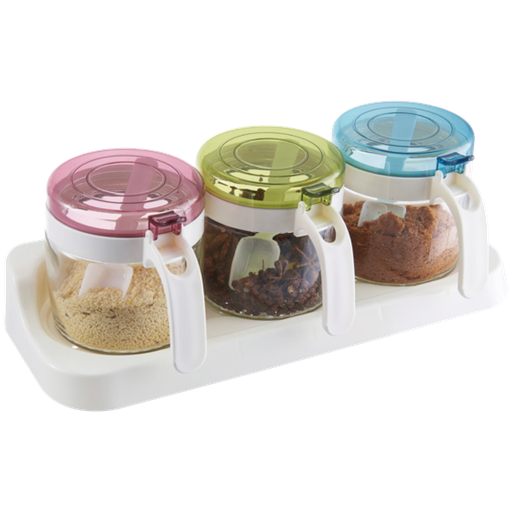 [GL404] 3pc Glass Seasoning Bottle set, 300 ml x 3 (18 set/ctn)