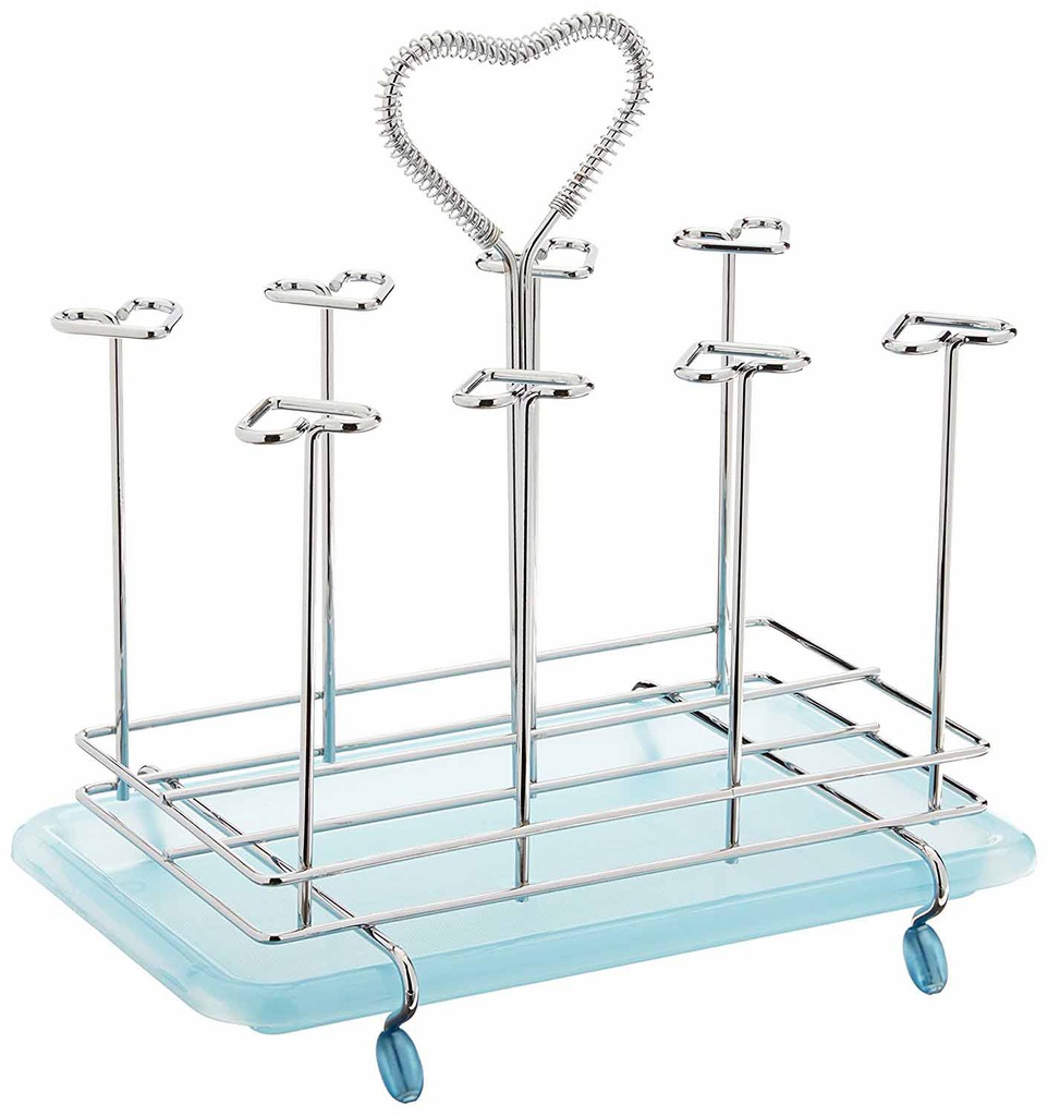 8 pc Chrome Plated Blue Glass Holder (12 pcs/ctn)