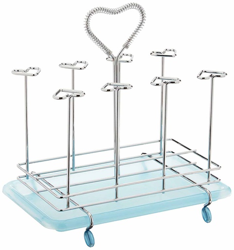 [18788] 8 pc Chrome Plated Blue Glass Holder (12 pcs/ctn)