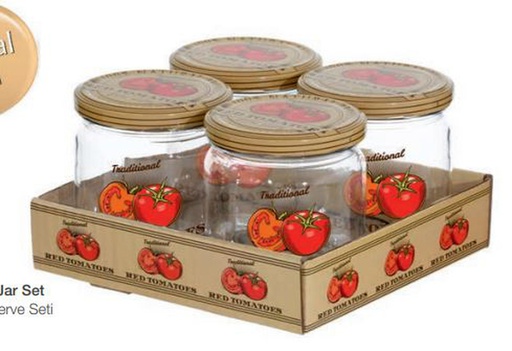 [GL70425BG] 4 pc 425ml Tomato Pattern Sauce Jar Set (6 sets/ctn)