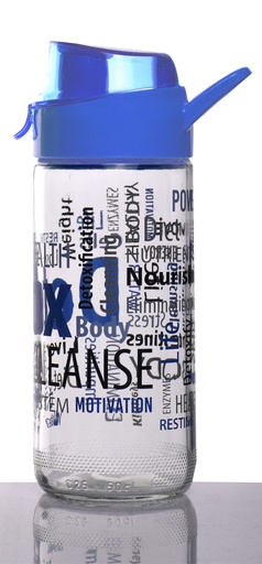[GL80500BL] 500ml Blue Sports Glass Bottle (24 pcs/ctn)