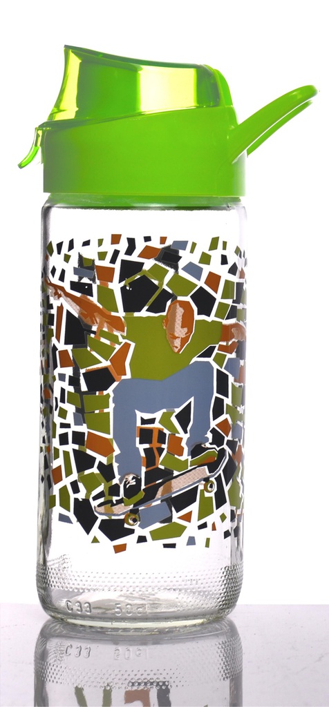 500ml Green Sports Glass Bottle (24 pcs/ctn)