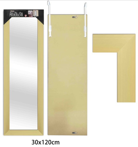 [H17018GD] 12"x47" Light Gold Over-the-Door Mirror (6 pcs/ctn)