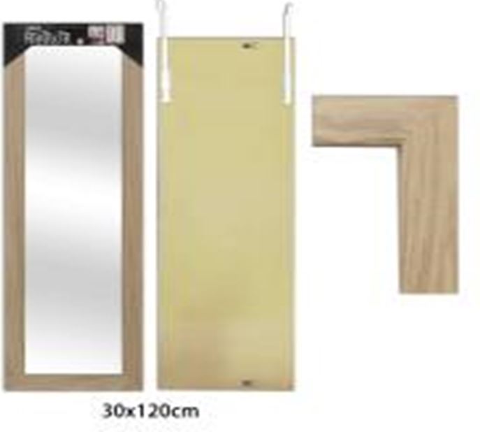 12"x47" Light Wood Over-the-Door Mirror (6 pcs/ctn)