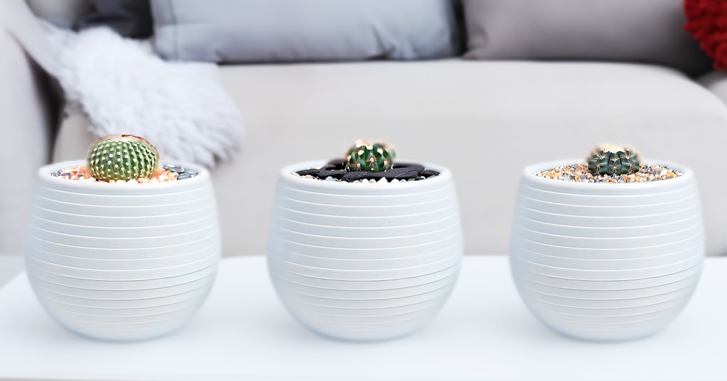3 pc 0.13LT Flower Pot, Milky White (12 set/ctn)
