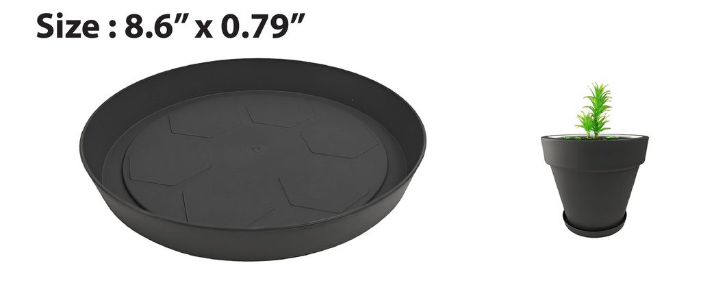 6.5" Flowerpot Tray, Grey (10 pc/bag)