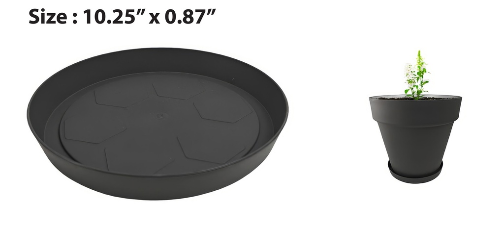 8" Flowerpot Tray, Grey (10 pc/bag)