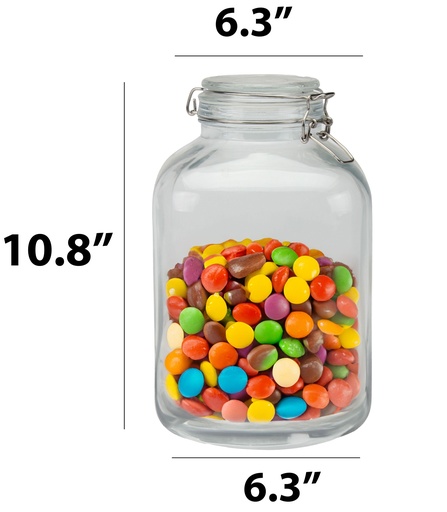 [GL1911XL] 5000ml Glass Storage Jar w. Glass Lid & SS Clip (4 pc/ctn)