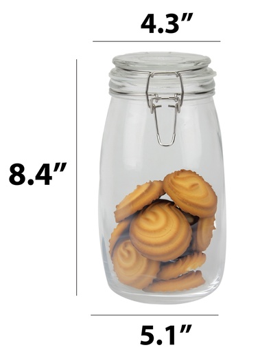 [GL1911M] 1500ml  Glass Storage Jar w.Glass Lid & SS Clip (12 pc/ctn)