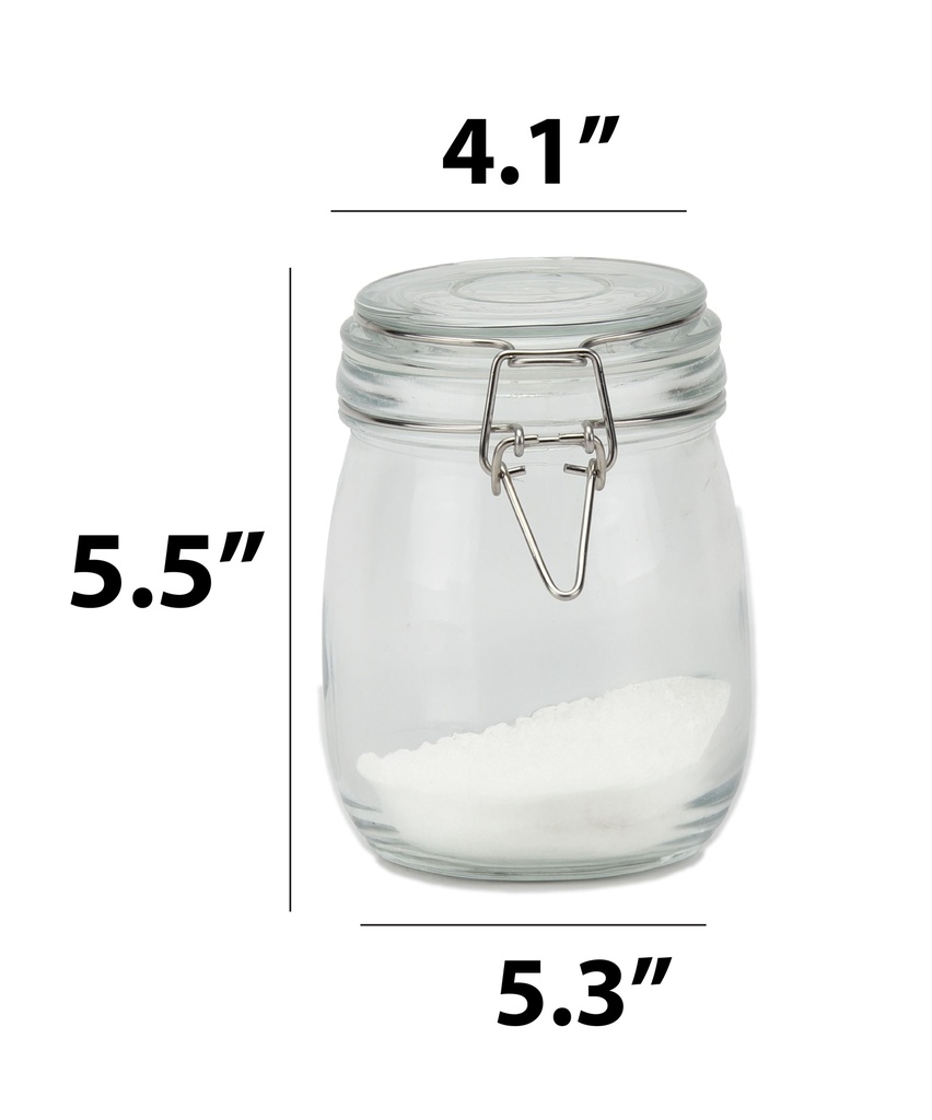 750ml  Glass Storage Jar w. Glass Lid & SS Clip (12 pc/ctn)