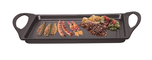 [4084] 18"(45cm) Non-Stick Heavy Duty Cast Aluminum. Grill Pan (10 pc/ctn)
