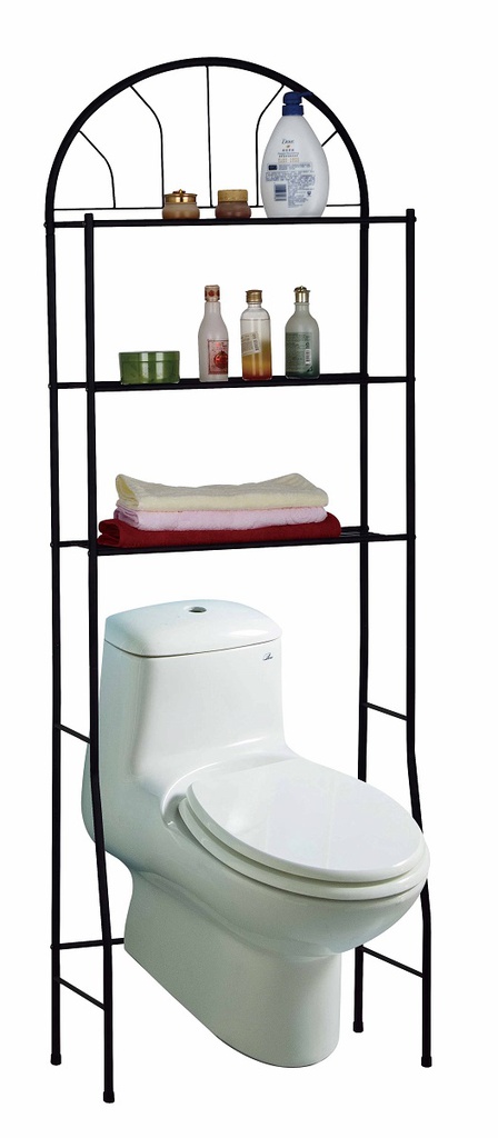 Over the Toilet 3 Shelf Bathroom Space Saver, Black (4 pcs/ctn)