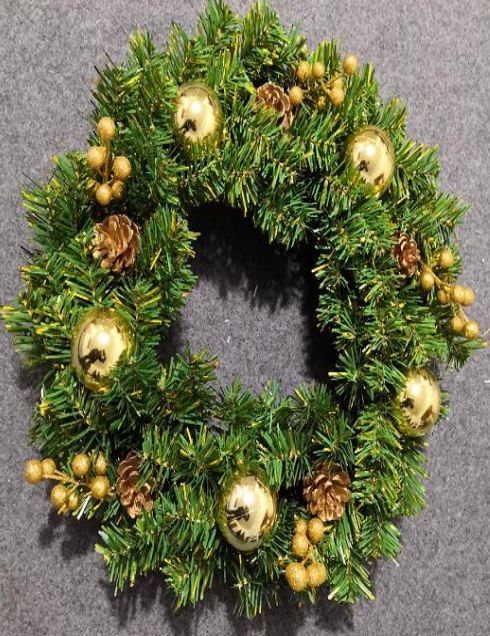 17.7&quot; Gold Jingle Bells Christmas Wreath (12 pcs/ctn)