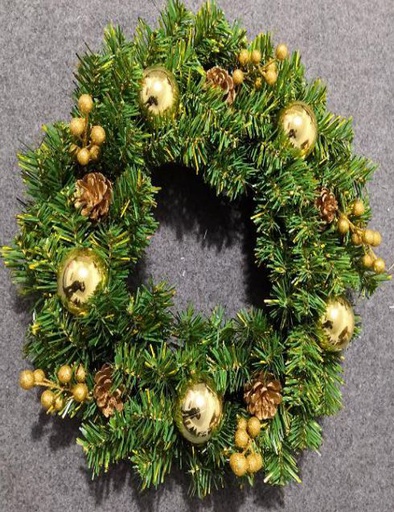 [HT5118] 17.7" Gold Jingle Bells Christmas Wreath (12 pcs/ctn)