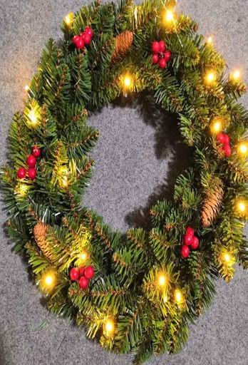 [HT5318] 17.7&quot; 20 LED Lights Christmas Wreath (12 pcs/ctn)