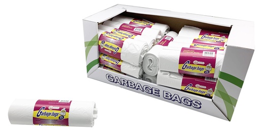 [HT9005] 25 pc 13 Gallon Garbage Bags, White (27 roll/ctn)