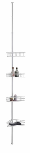 [19004W] 4 White Bathroom Corner Shelf Wire Basket (4 pcs/ctn)