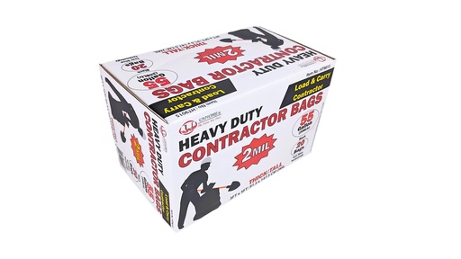[HT9015] 20 pc Black 55 Gallon Construction Garbage Bags, 2 mil (6 box/ctn)
