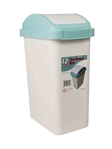 [P289-12] 12 Liter Plastic Swing-Top Narrow Trash Bin (16 pcs/ctn)