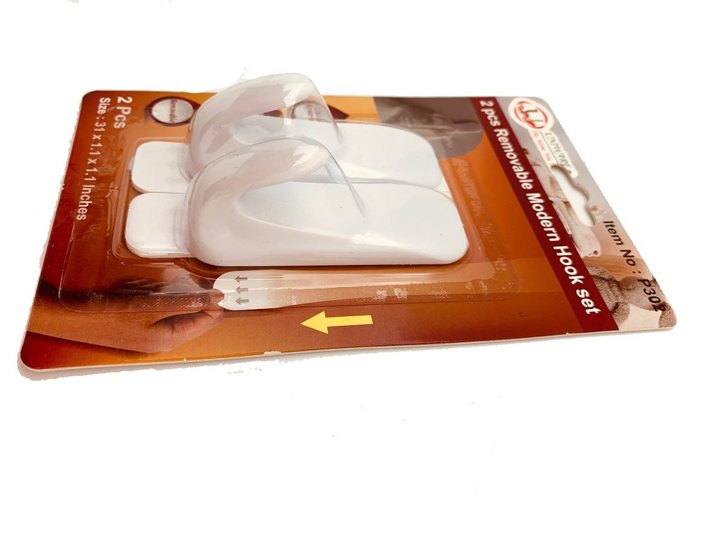 2 pc Traceless Adhesive Modern Hook Set (120 sets/ctn)