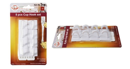 [P304] 8 pc Traceless Adhesive Cup Hook Set (120 sets/ctn)
