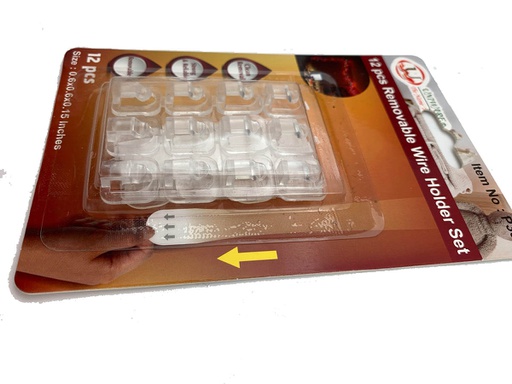 [P305] 12 pc Traceless Adhesive Wire Holder Set (120 sets/ctn)