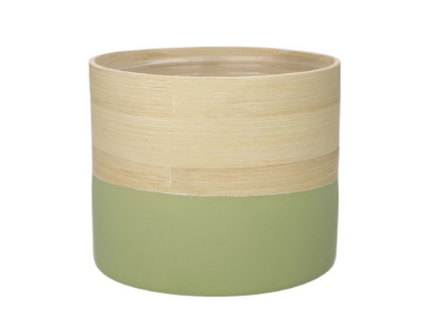 Olive Bamboo Flower Pot, H6.7"xD7.3",  17x18.5cm (8 pc/ctn)