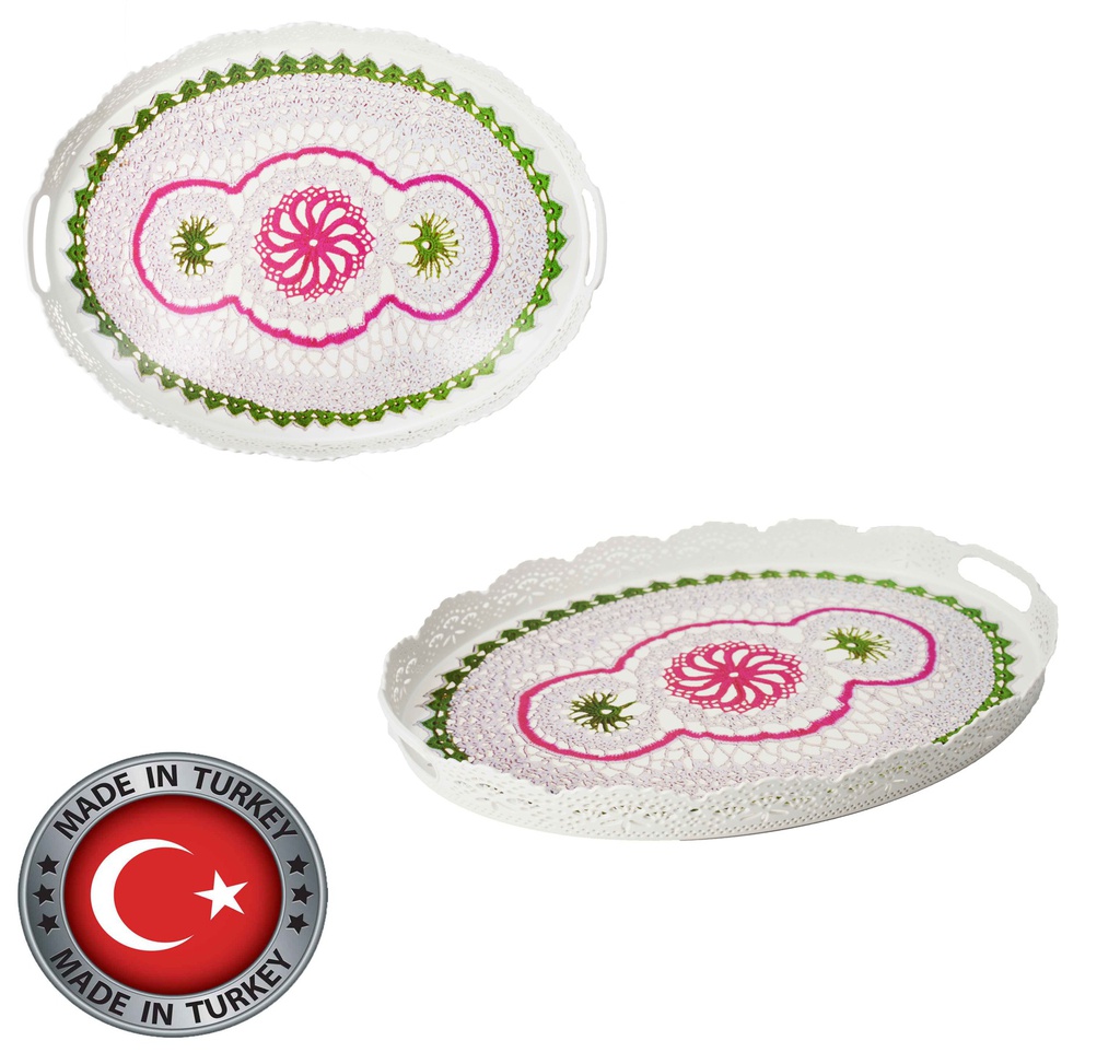 19.5"x14.5"x1.5"  Oval Lace Design Serving Tray (18 pcs/ctn)