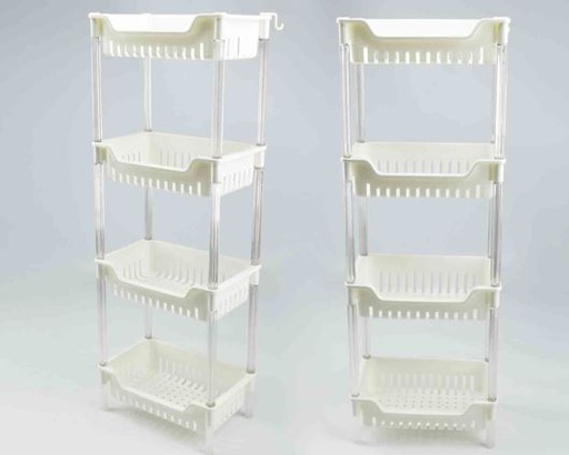 [P80010] 34"x12"x7" 4 Layer Off White Plastic Storage Shelf(12 pc/ctn