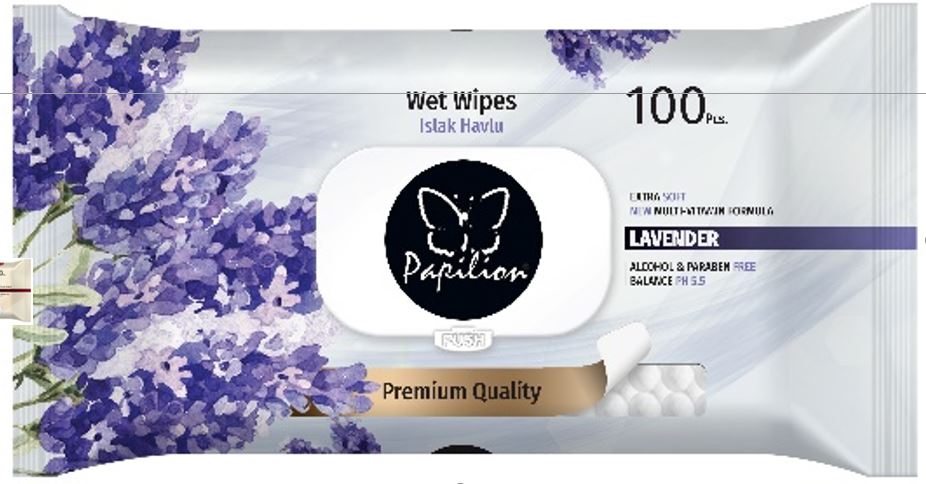100 Sheets Lavender Wet Towels with Cap (18 pcs/ctn)