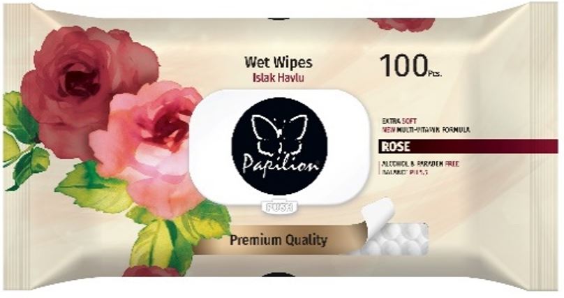 100 Sheets Rose Wet Towels with Cap (18 pcs/ctn)