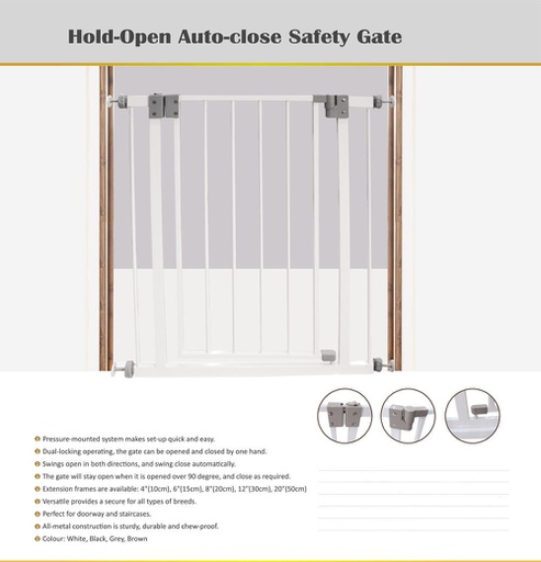[PP6001] 36"x6" Auto-Close Safety Gate with Extension (1 pcs/ctn)