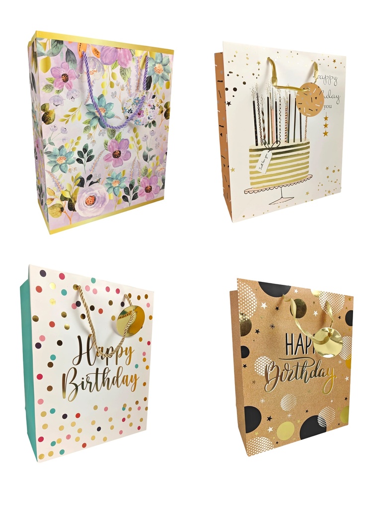 13" x 10" x 5"(26 x 32 x 12cm) Happy Birth Day Gift Bag (144 pc/ctn)