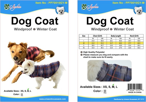[PP70010GY-M] Medium Gray Dog Cloth with Hanger (50 pcs/ctn)