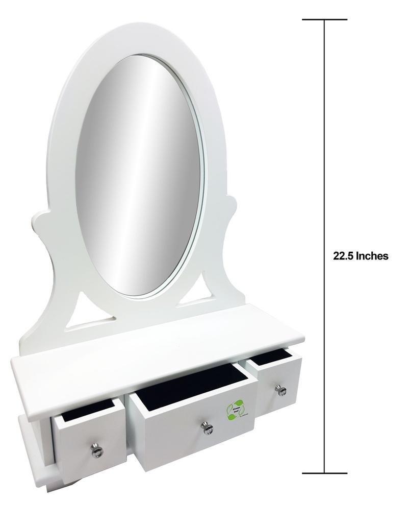 3 Drawer Jewelry Box with Up-Right Mirror (1 pcs/ctn)