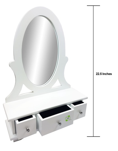 [PY8143-WH] 3 Drawer Jewelry Box with Up-Right Mirror (1 pcs/ctn)
