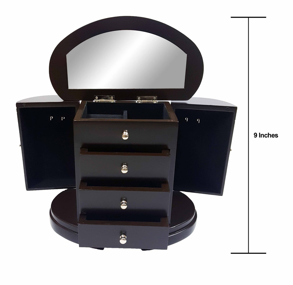 4 Drawer Double Door Jewelry Box with Mirror (4 pcs/ctn)