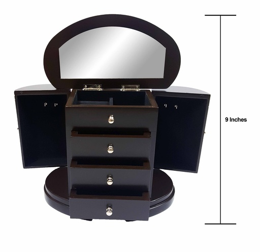 [PY8283-BR] 4 Drawer Double Door Jewelry Box with Mirror (4 pcs/ctn)