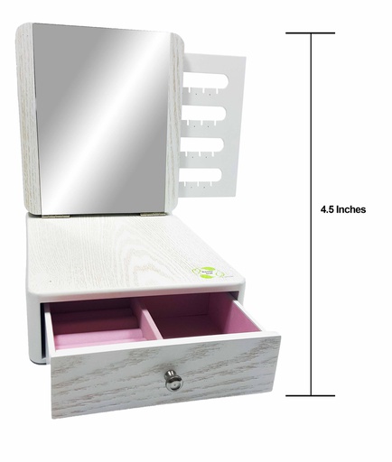 [PY8328-WH] Drawer Jewelry Box with Mirror and Earring Rack (4 pcs/ctn)